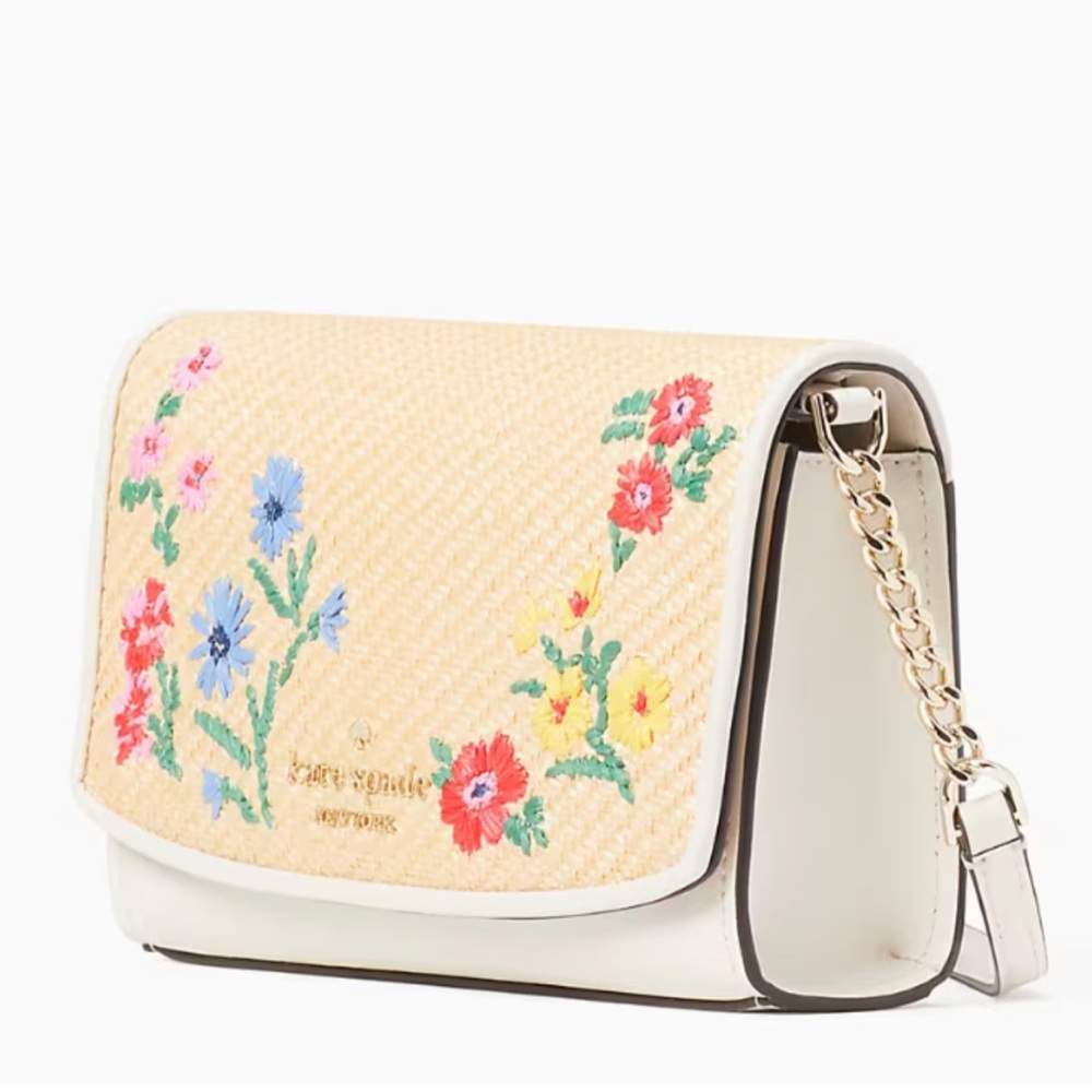COPY - Kate spade Staci floral straw small flap bag